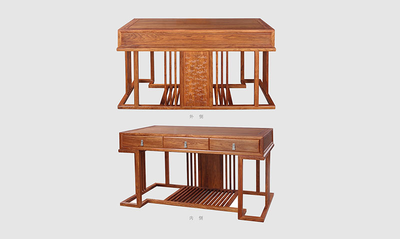 沙坪坝 别墅中式家居书房装修实木书桌效果图